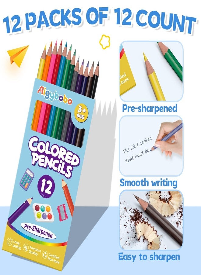 Aigybobo 144 Count Colored Pencils for Kids, 12 Pack Colored Pencils Bulk in 12 Vibrant Colors, Pre-sharpened Color Pencil, Bulk School Supplies for Teachers, Classroom Prizes, Art Supplies for Adults - Image 3